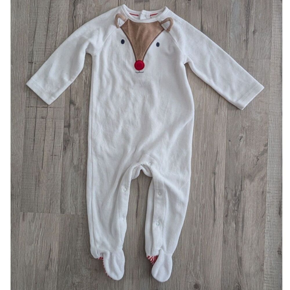 Baby Boden Reindeer Applique Fleece Footie, 6-9mo (Z5)